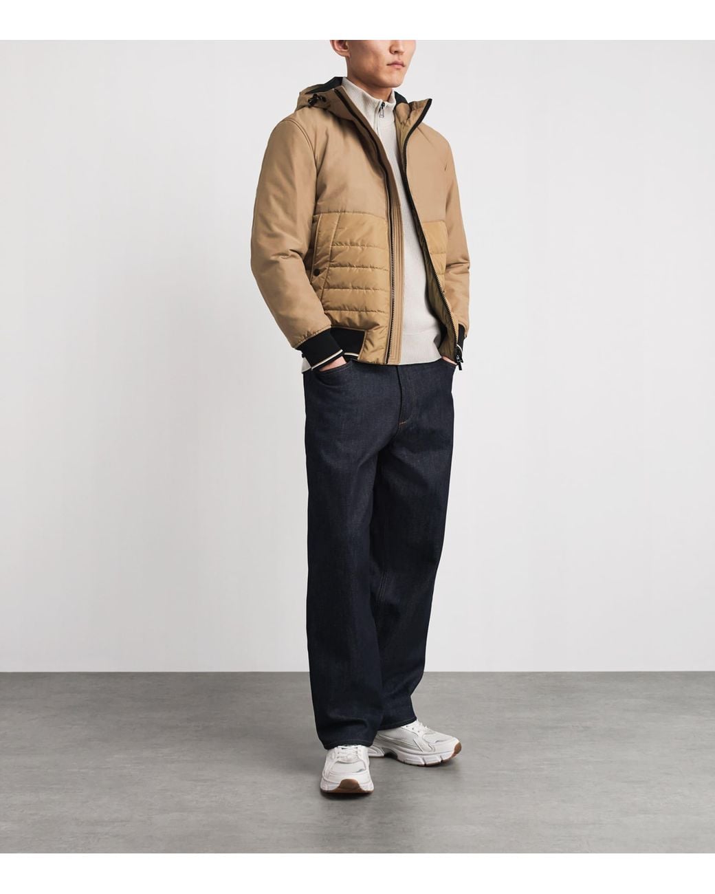 Boss Natural Water-Resistant Quilted-Panel Jacket for men