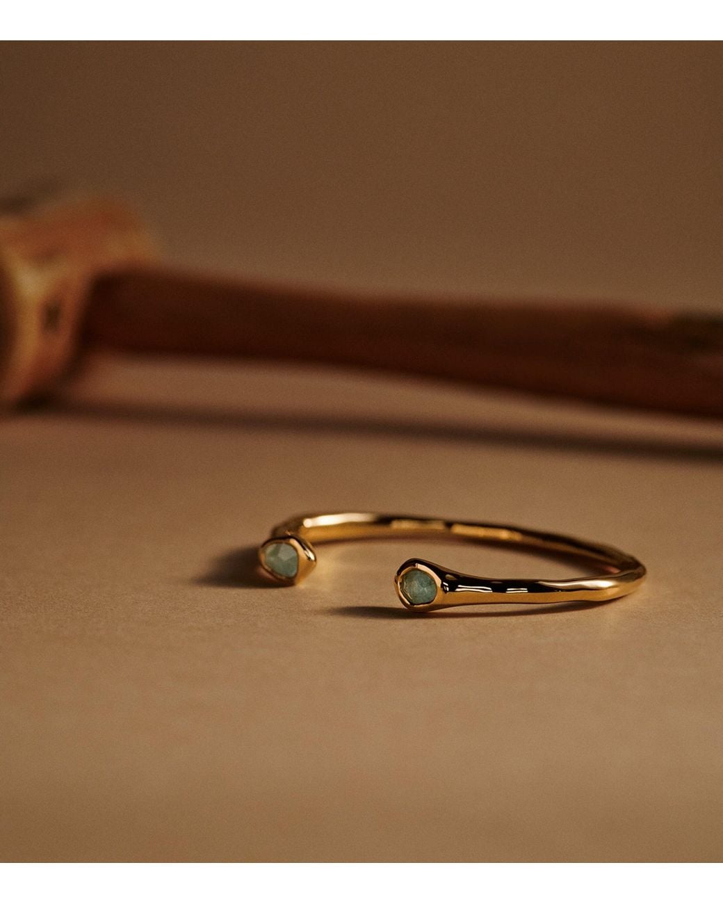Monica Vinader Natural Vermeil And Aquamarine Odyssey Cuff Bracelet