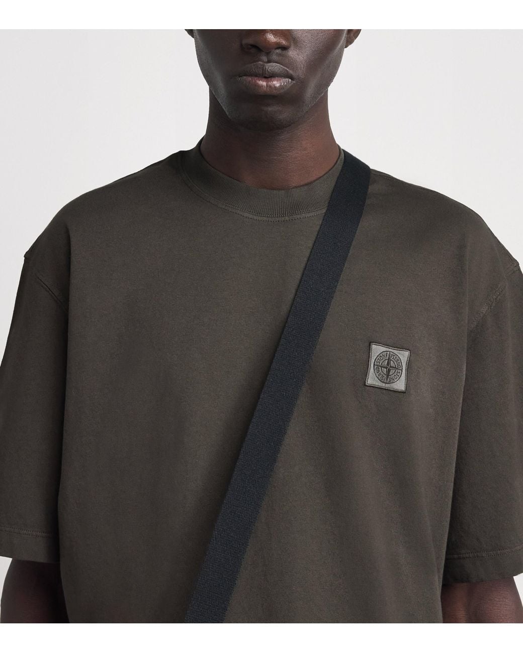 Stone Island Black Cotton Logo T-Shirt for men