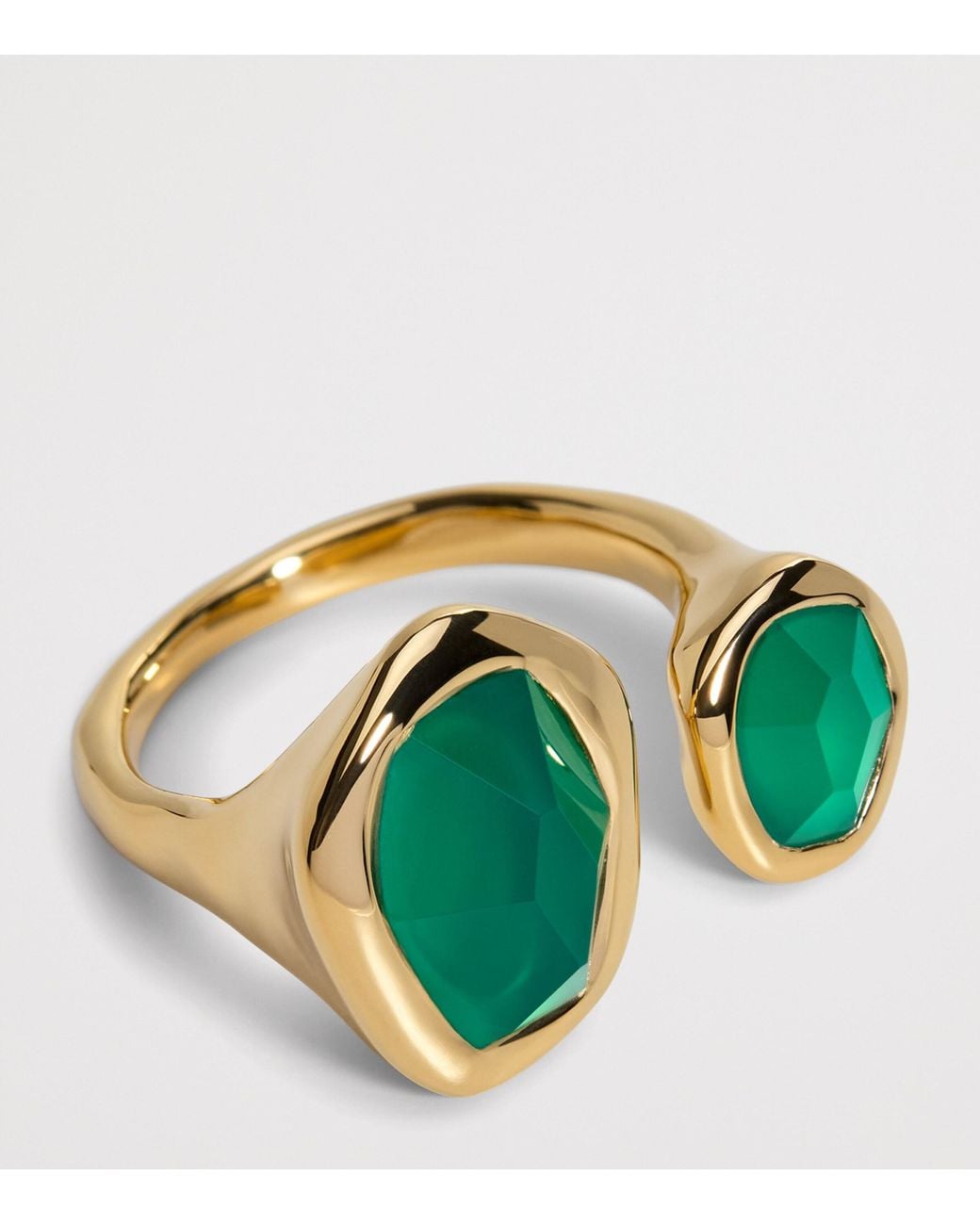 Monica Vinader Green Vermeil And Onyx Open Ring