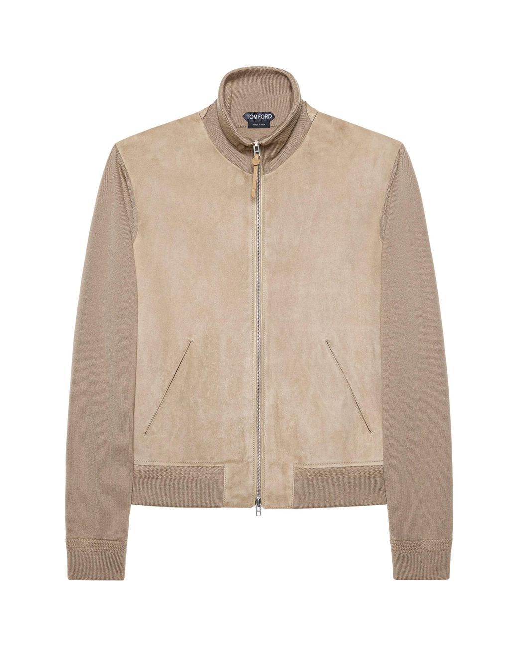 Tom Ford Natural Virgin Wool Zip-Up Sweater for men