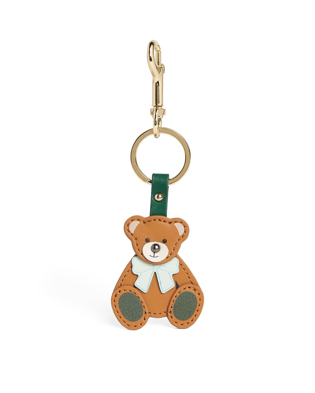 Harrods Metallic Leather Keyring Bear