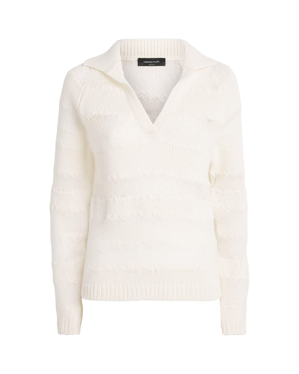 Fabiana Filippi White Merino Wool-Blend Polo Sweater