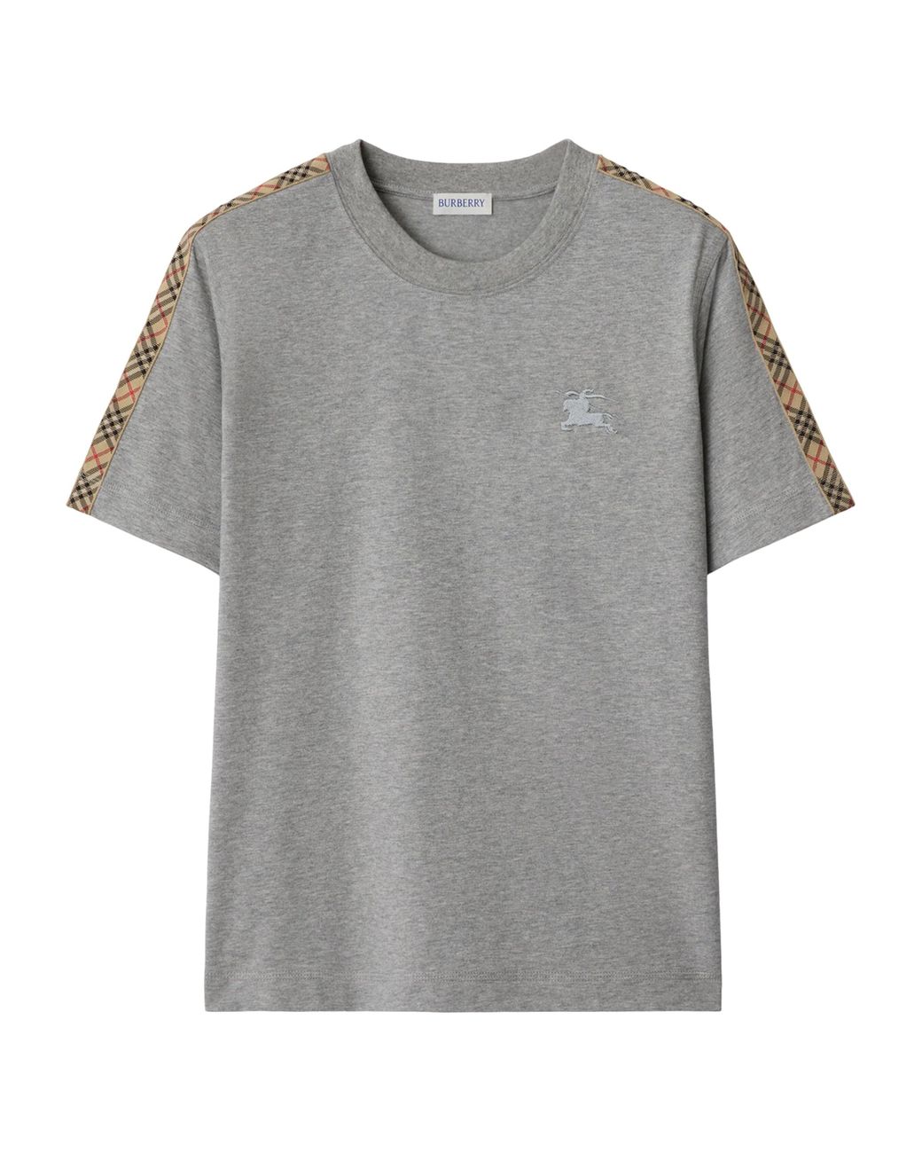Burberry Gray Check-Trim Ekd T-Shirt