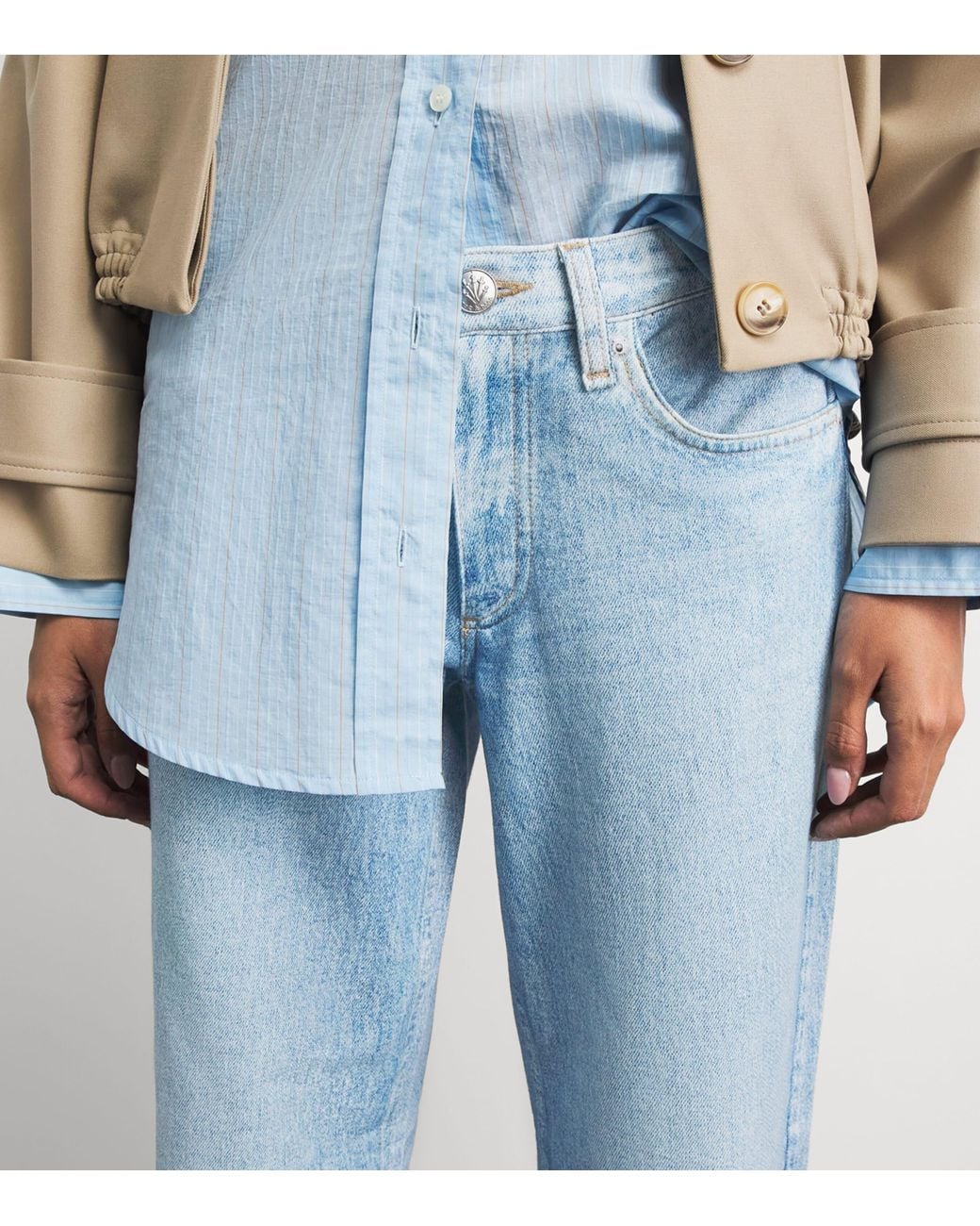 Rag & Bone Blue Trompe-L'Oeil Wide-Leg Trousers