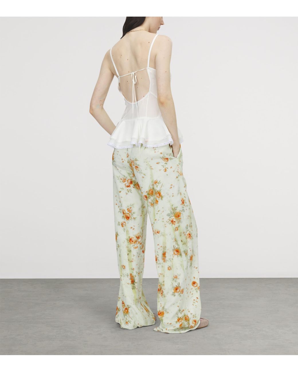 McQueen White Silk Peplum Cami Top