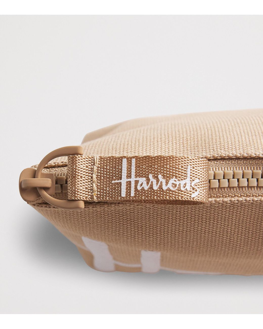 Harrods Natural Medium Cotton Logo Cosmetic Bag