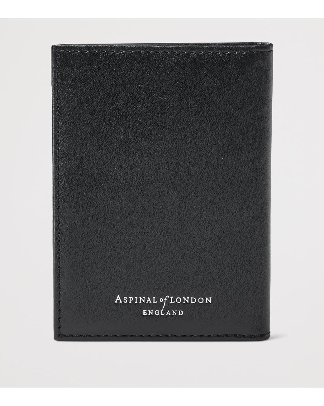 Aspinal Black Leather Double Fold Card Holder