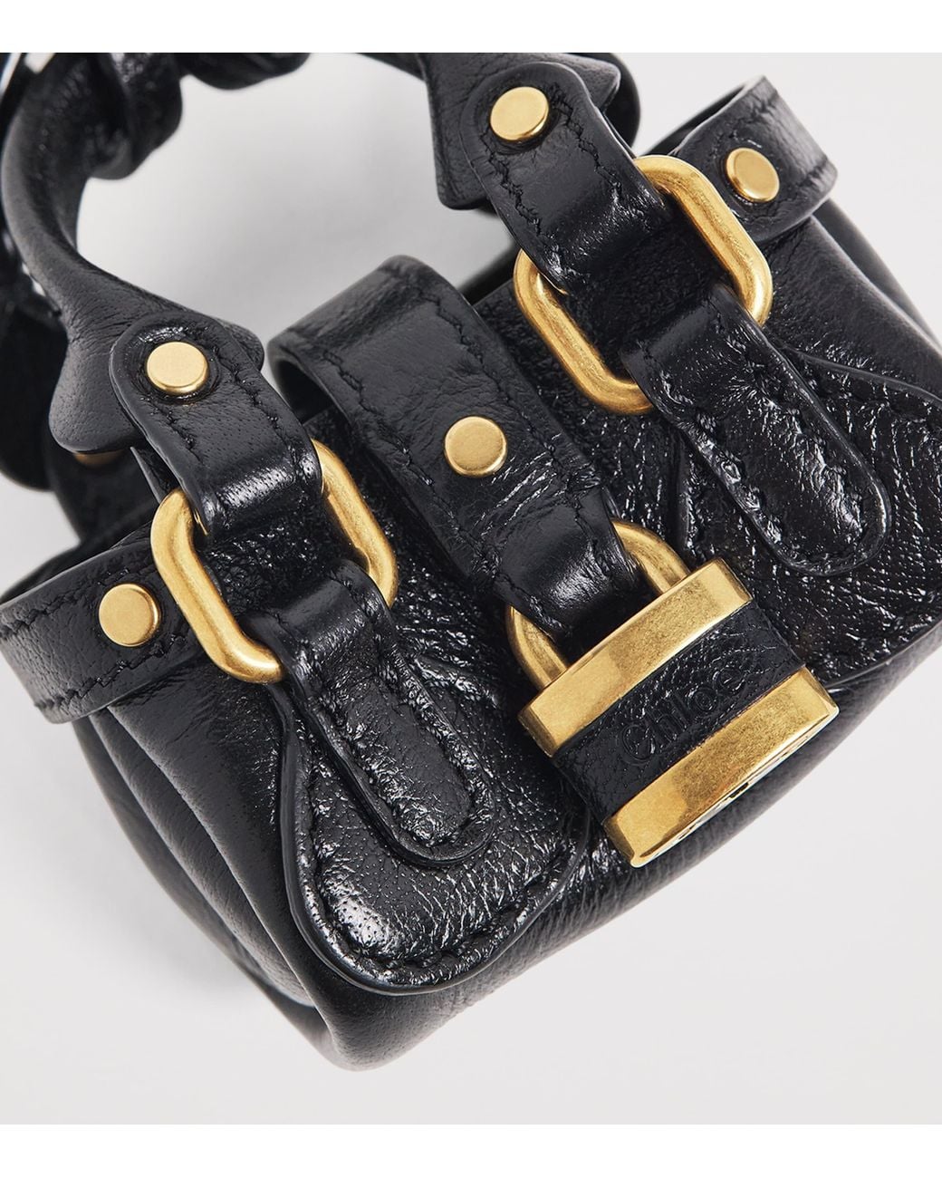 Chloé Black Leather Symbols Mini Paddington Bag Charm