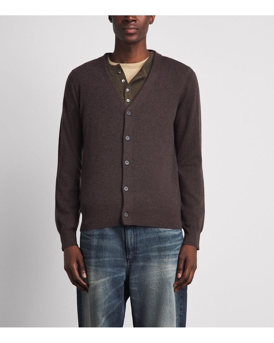 Rag & Bone Brown Cashmere Vernon V-Neck Cardigan for men