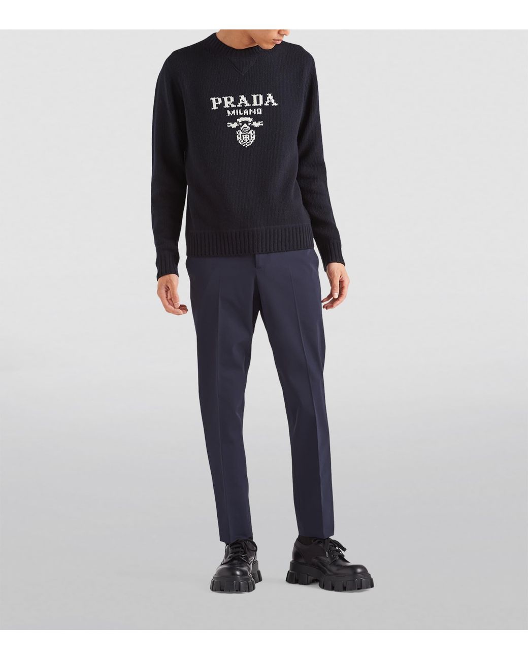 Prada Blue Nylon Techno Stretch Trousers for men