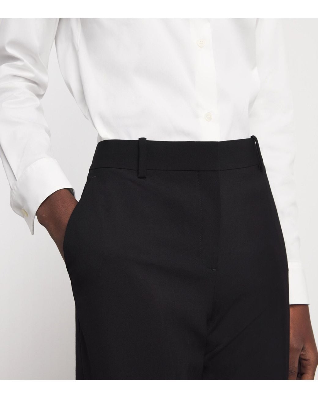 Theory Black Stretch-Wool Cropped Treeca Trousers