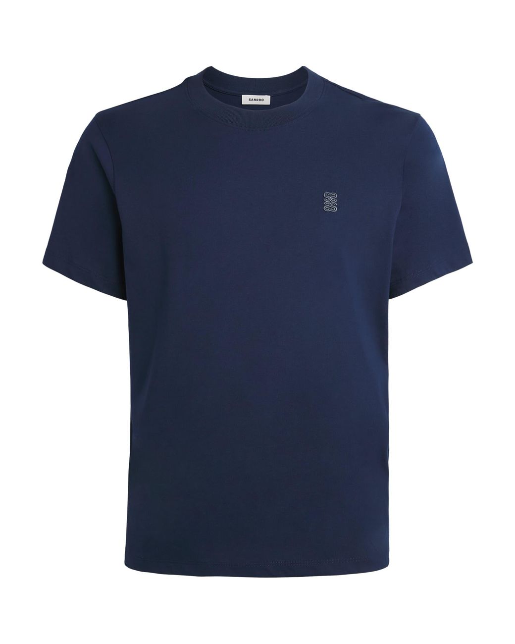Sandro Blue Cotton Logo-Patch T-Shirt for men