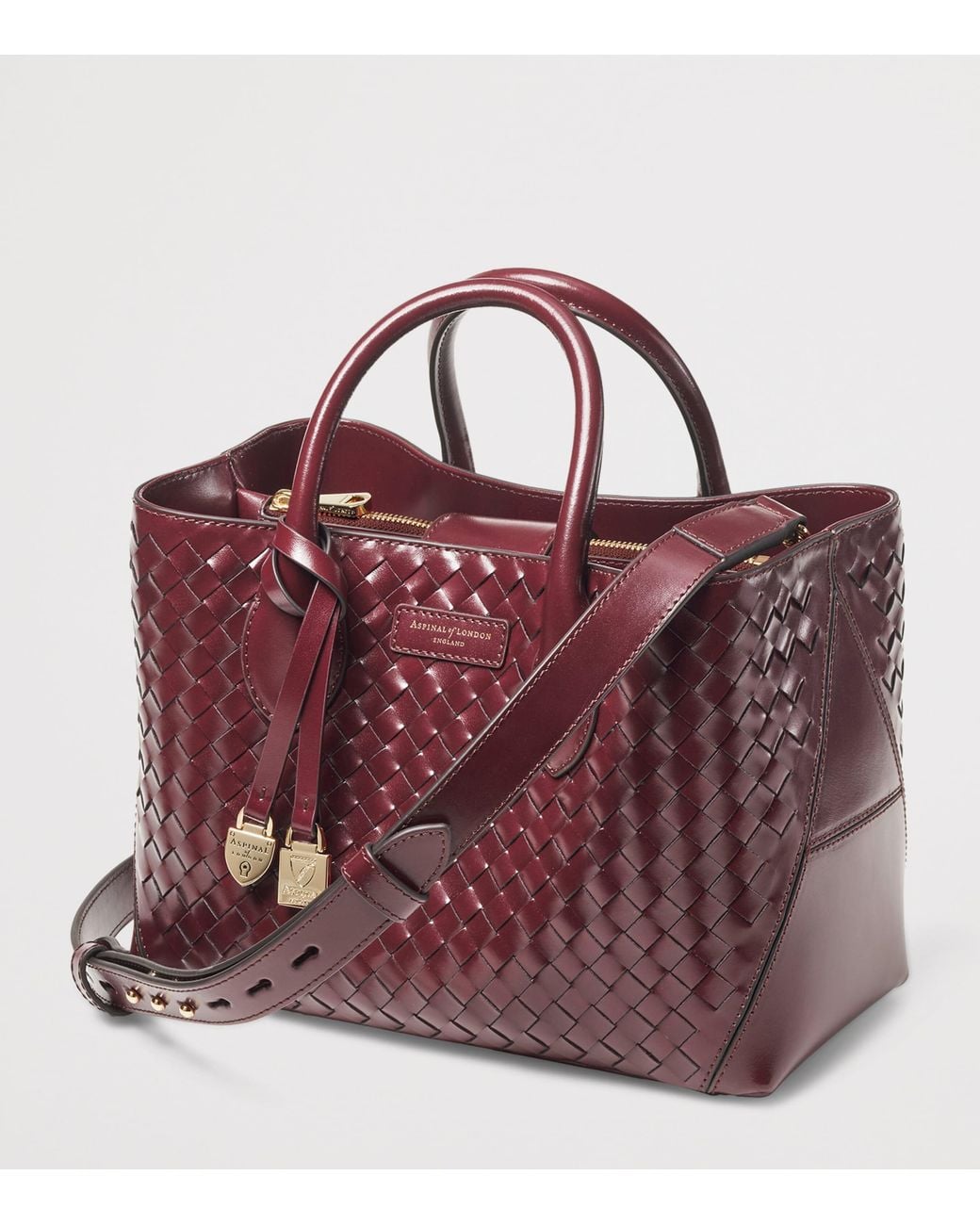 Aspinal Purple Midi Leather London Tote Bag