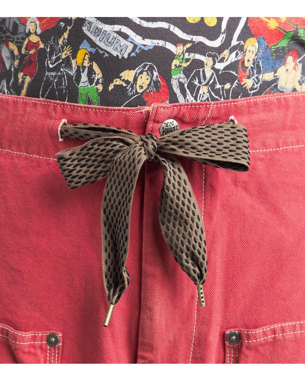 Kapital Red Contrast-Stitch Shorts for men