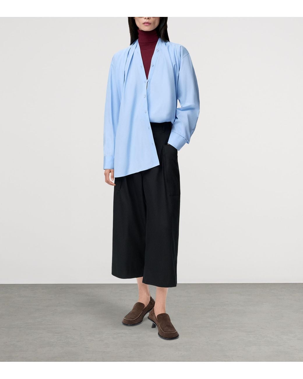 Loewe Blue Cotton-Silk Cropped Trousers