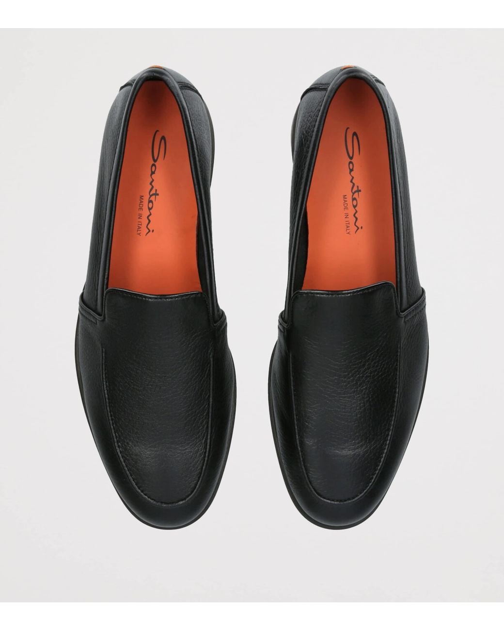 Santoni Black Leather Malibu Loafers