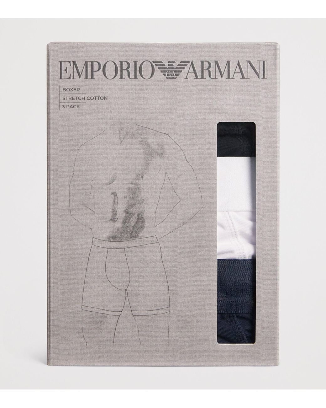 Emporio Armani Blue Stretch-Cotton Boxer Briefs for men