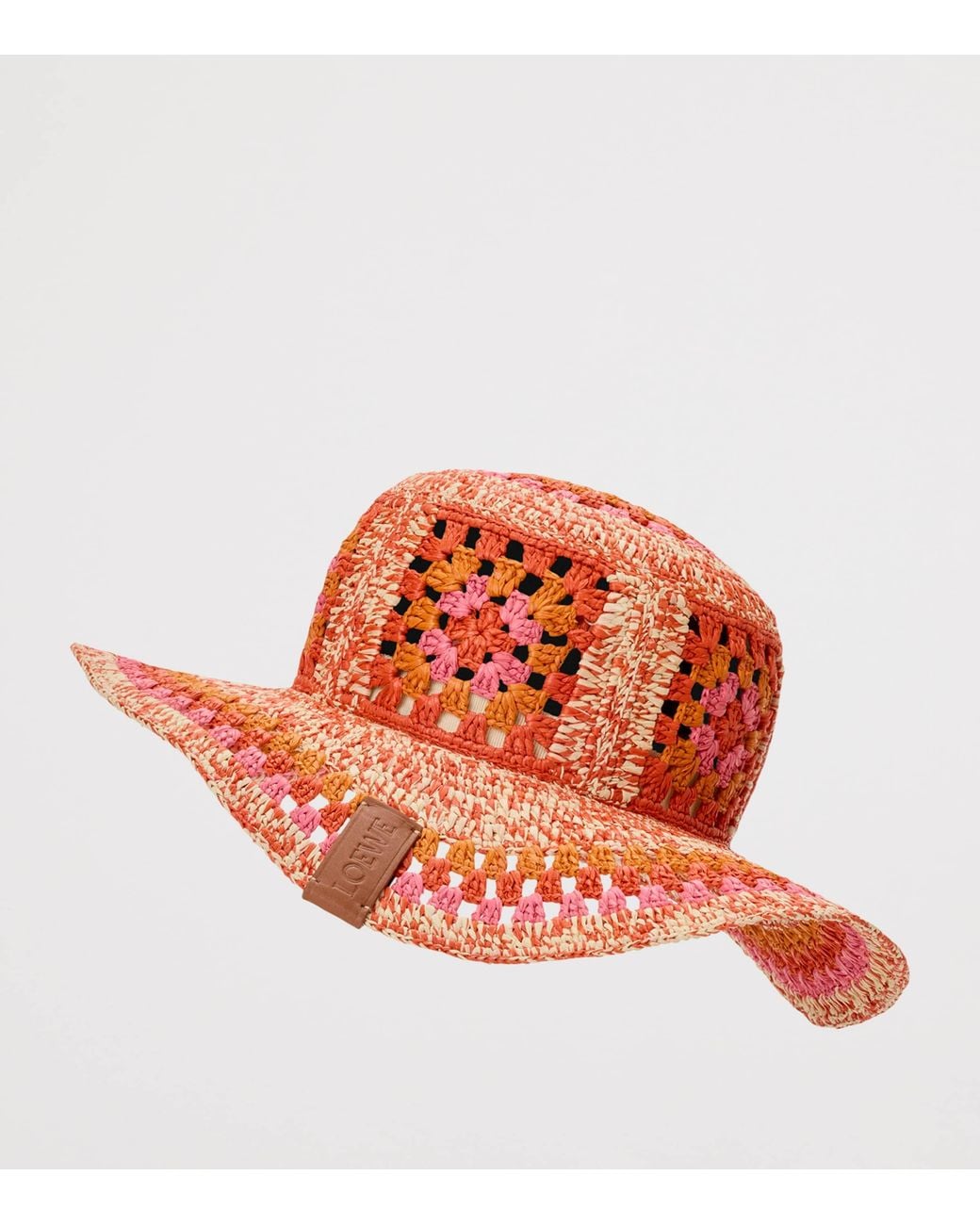 Loewe Red X Paula's Ibiza Raffia Crochet Hat