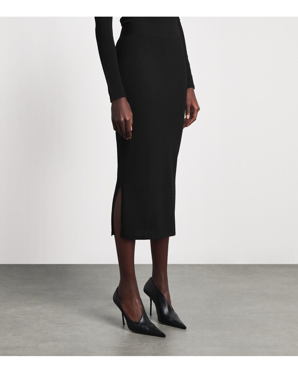 Wolford Black Wool-Blend Seamless Midi Skirt