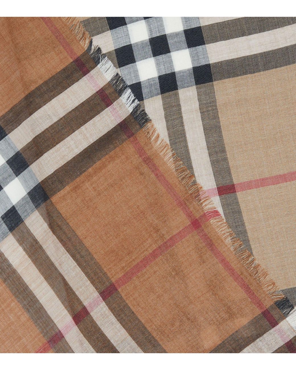 Burberry Wool-silk Exaggerated Check Scarf in Natural | Lyst