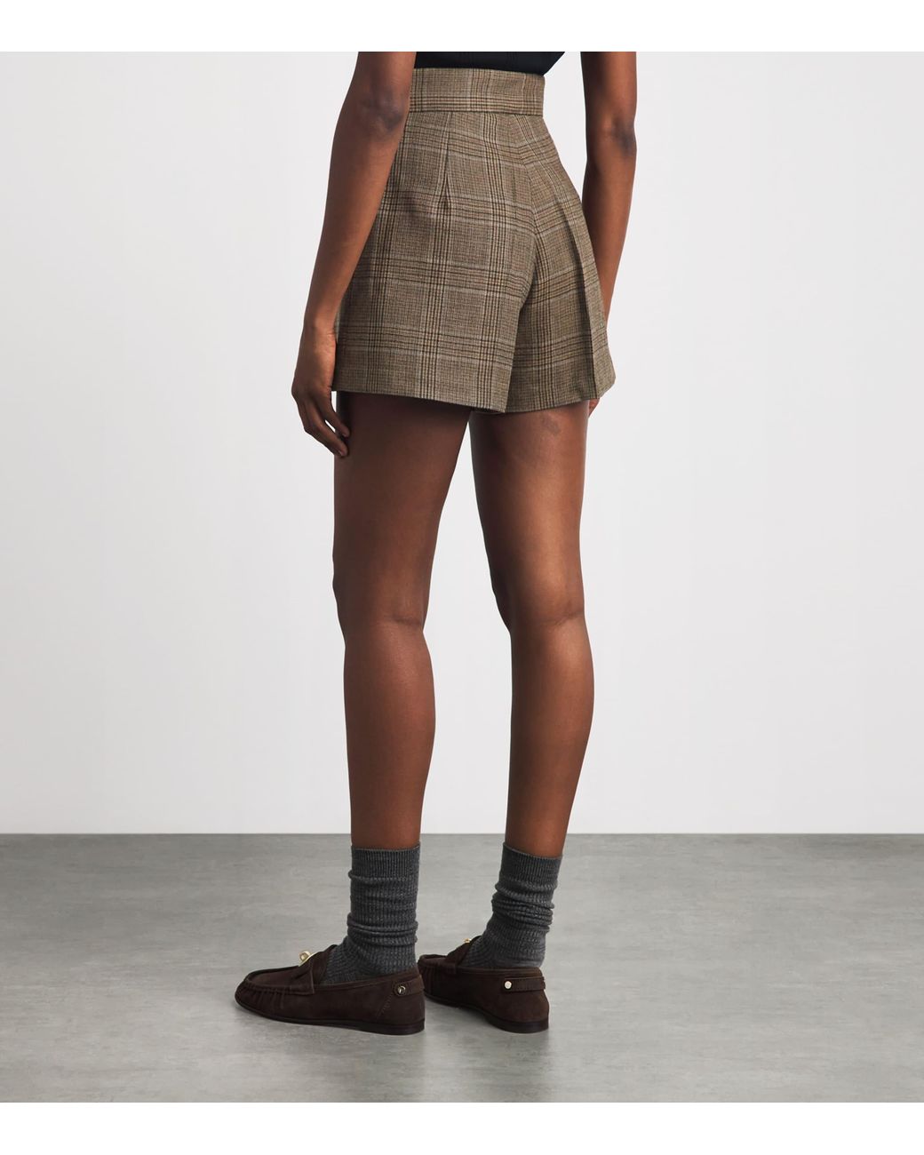 Sandro Gray Wool Check Shorts