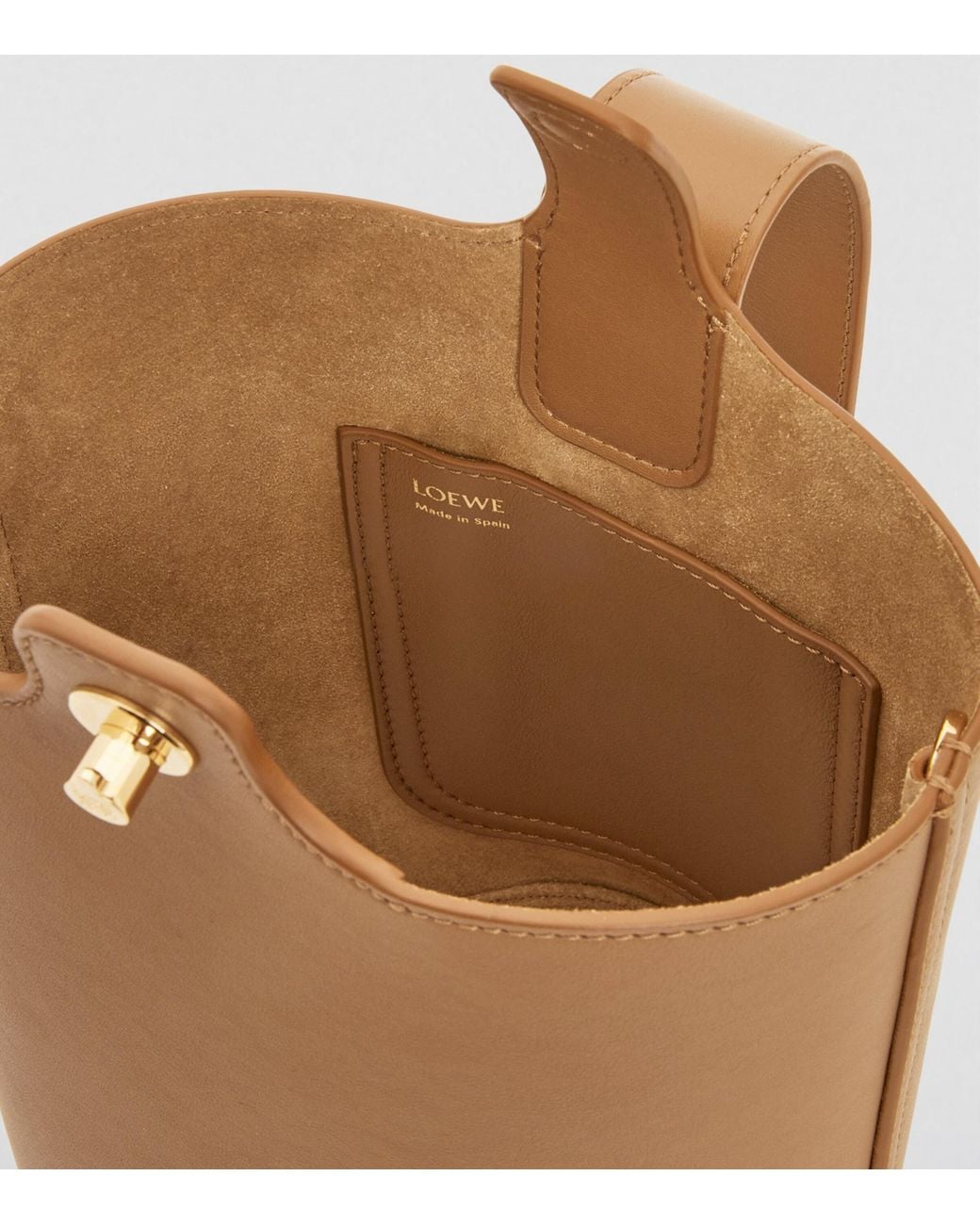 Loewe Brown Mini Leather Pebble Bucket Bag