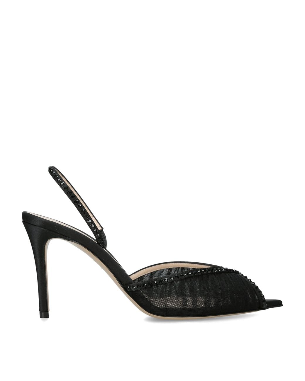 Andrea Wazen Black Rhinestone-Embellished Katy Slingback Pumps 85