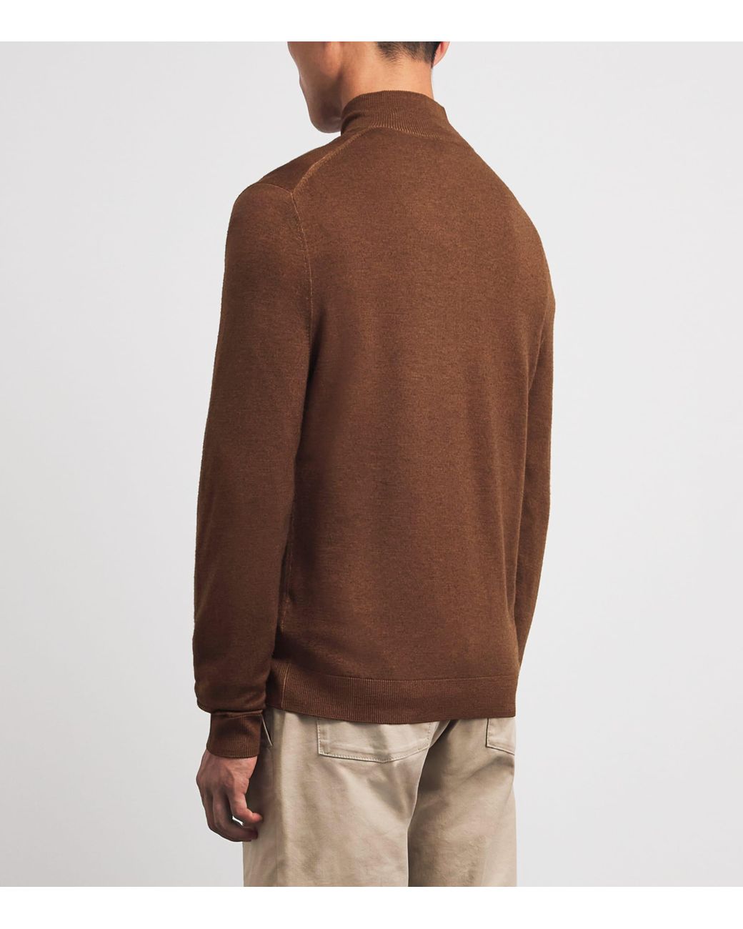Bogner Brown Virgin Wool Ouri Quarter-Zip Sweater for men