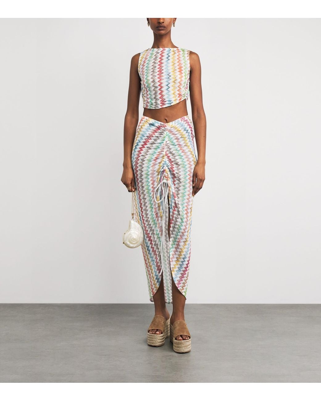 Missoni Multicolor Zigzag Ruched Maxi Skirt