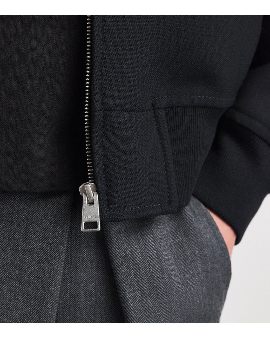 Sandro Blue Wool-Blend Bomber Jacket for men