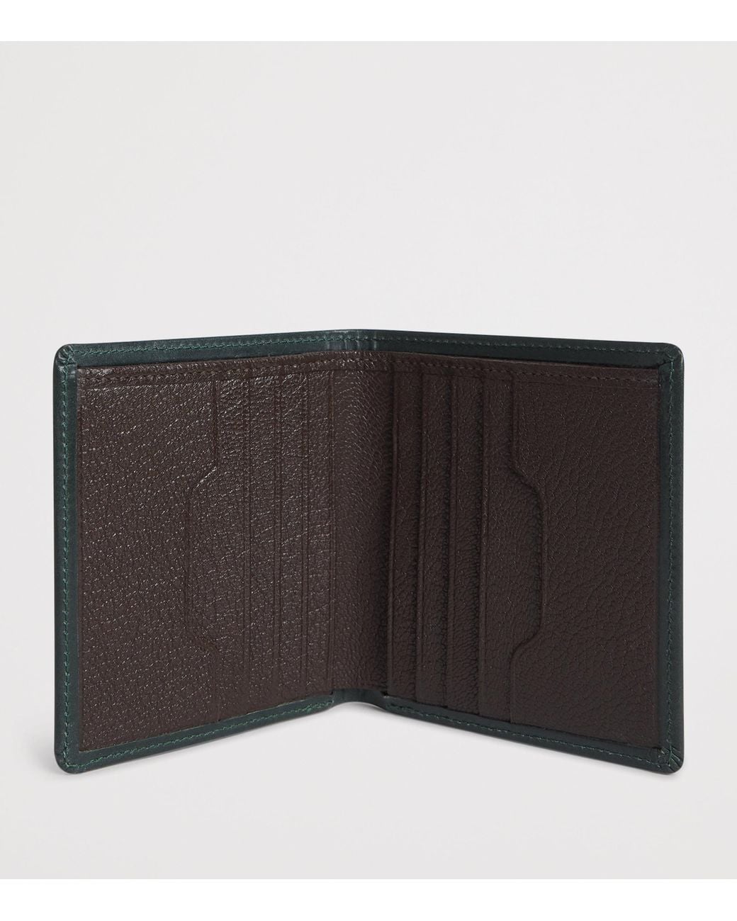 Swaine Black Leather Compact Bifold Wallet for men
