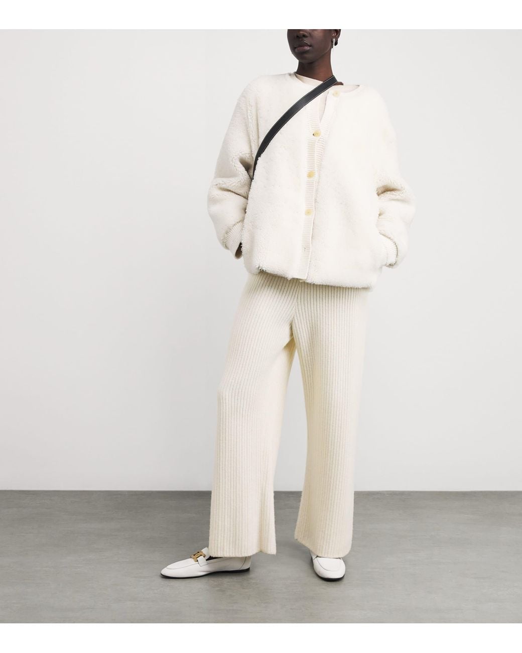 Lafayette 148 New York White Cashmere Ribbed Trousers