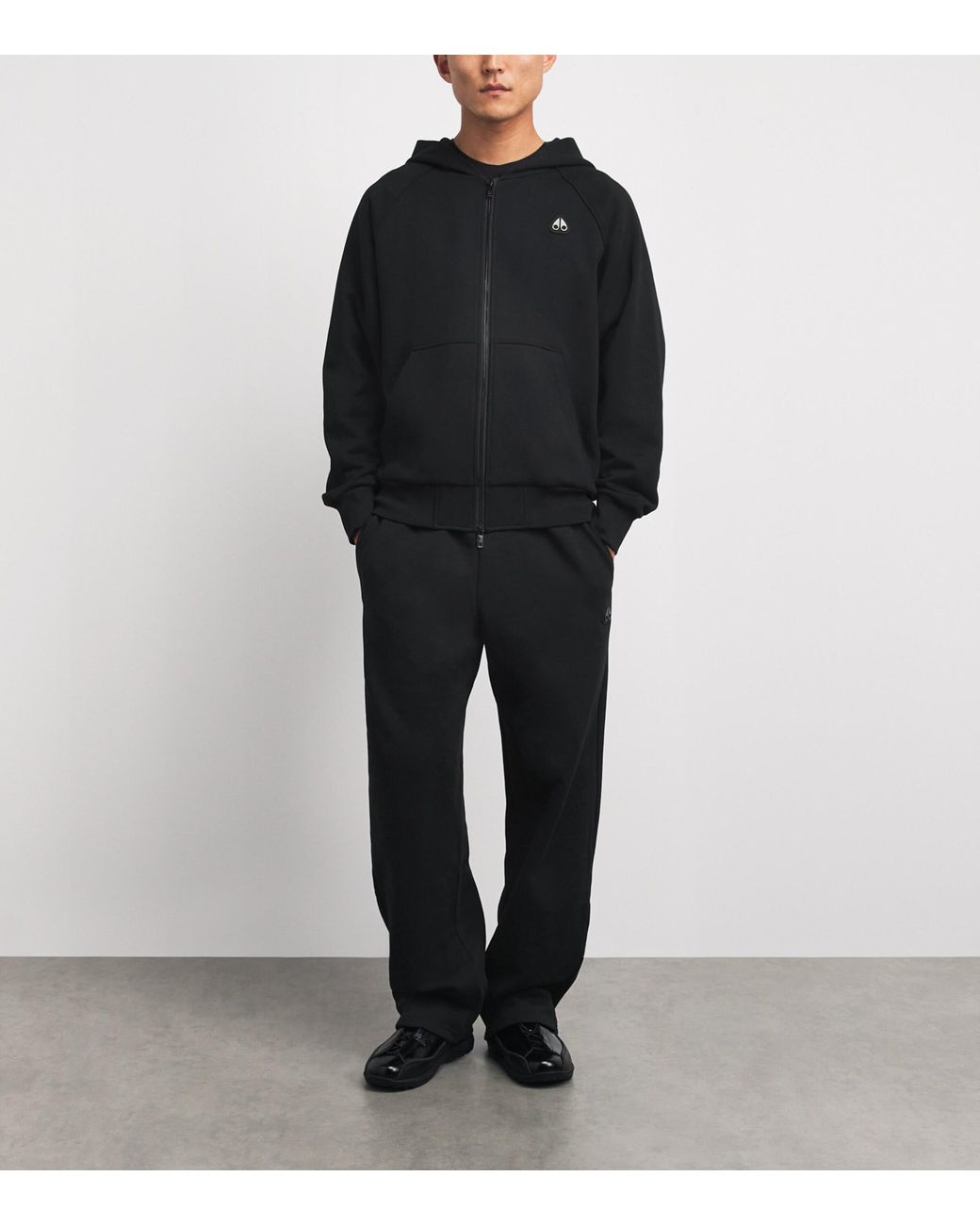 Moose Knuckles Black Logo Yul Zip-Up Hoodie for men