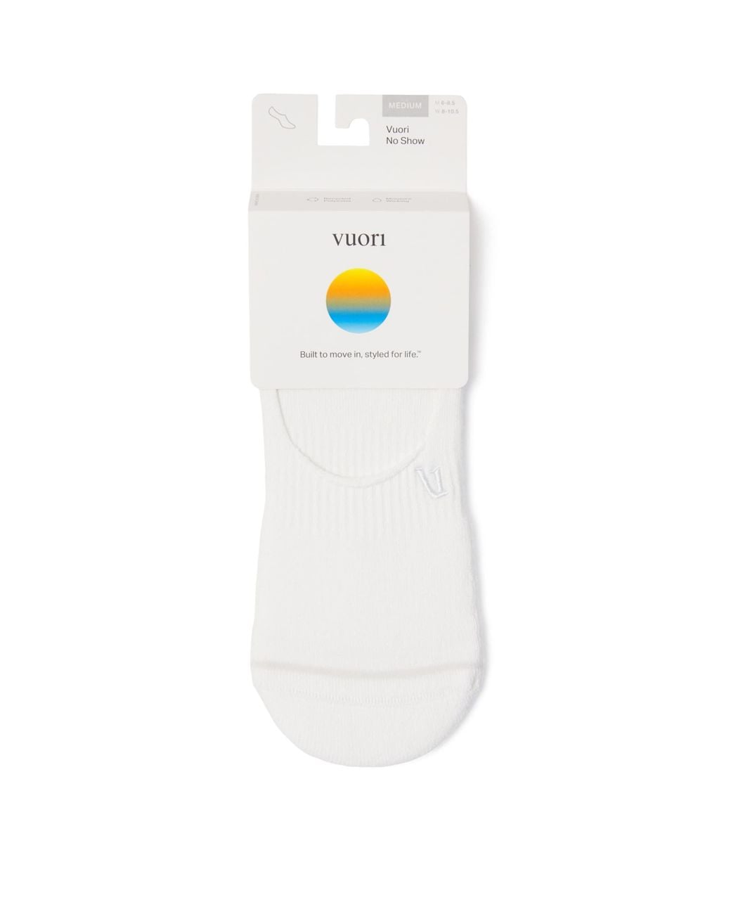 vuori White No Show Performance Socks for men