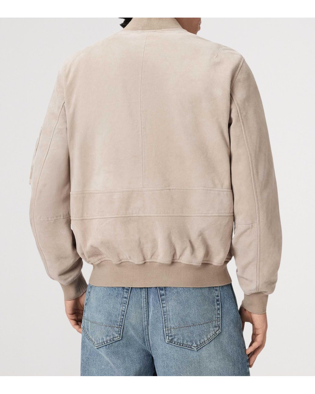 AllSaints Natural Suede Rokko Bomber Jacket