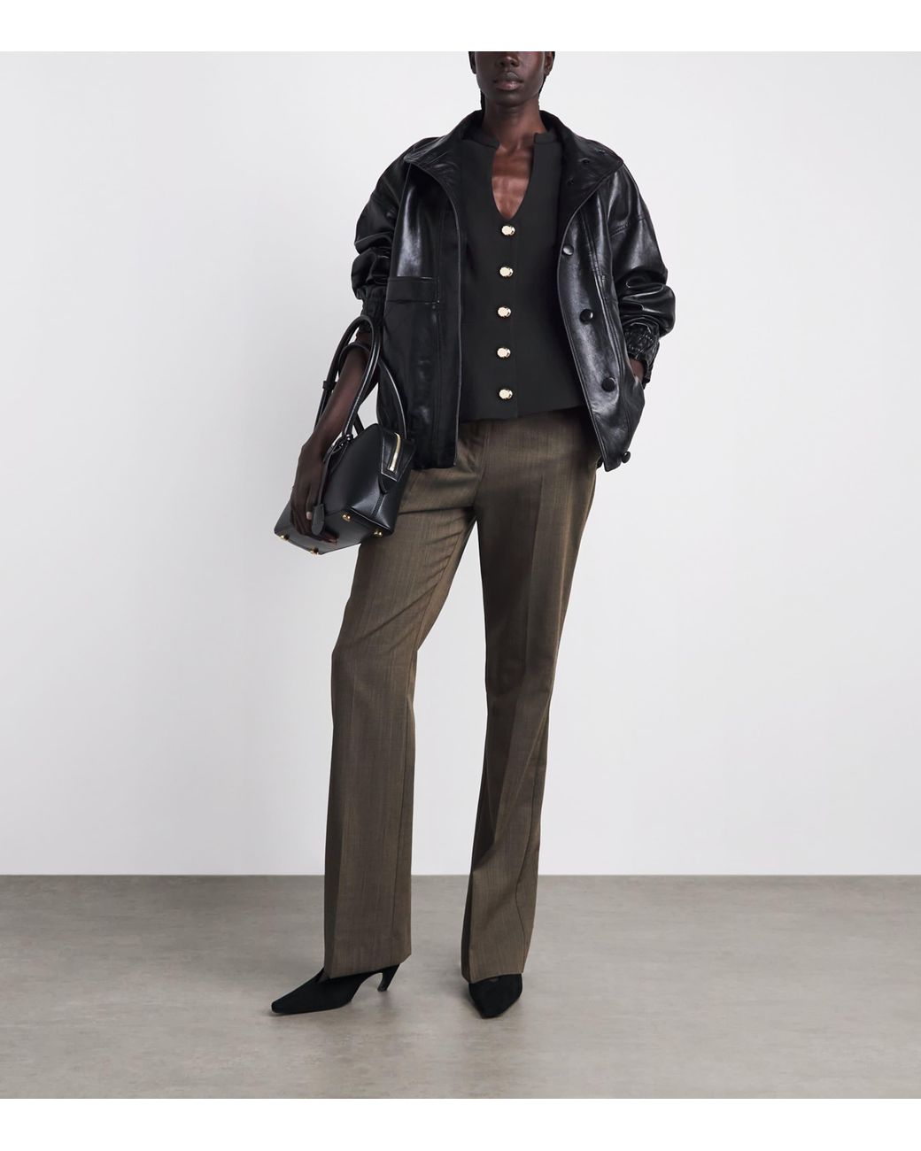 Sandro Black Button-Up Peplum Top