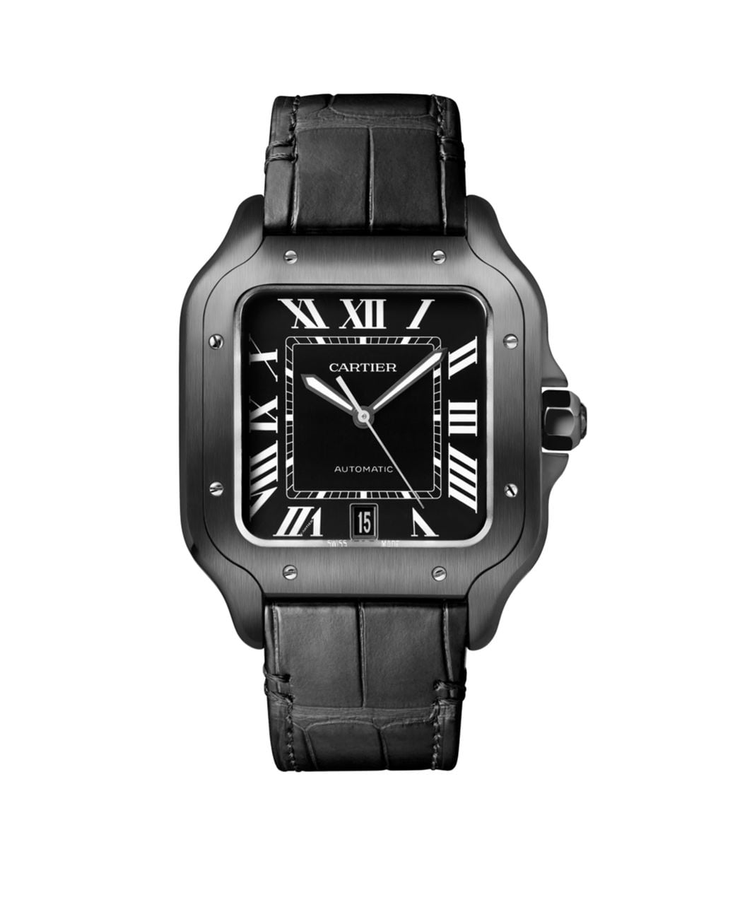 Cartier Gray Stainless Steel Santos De Watch