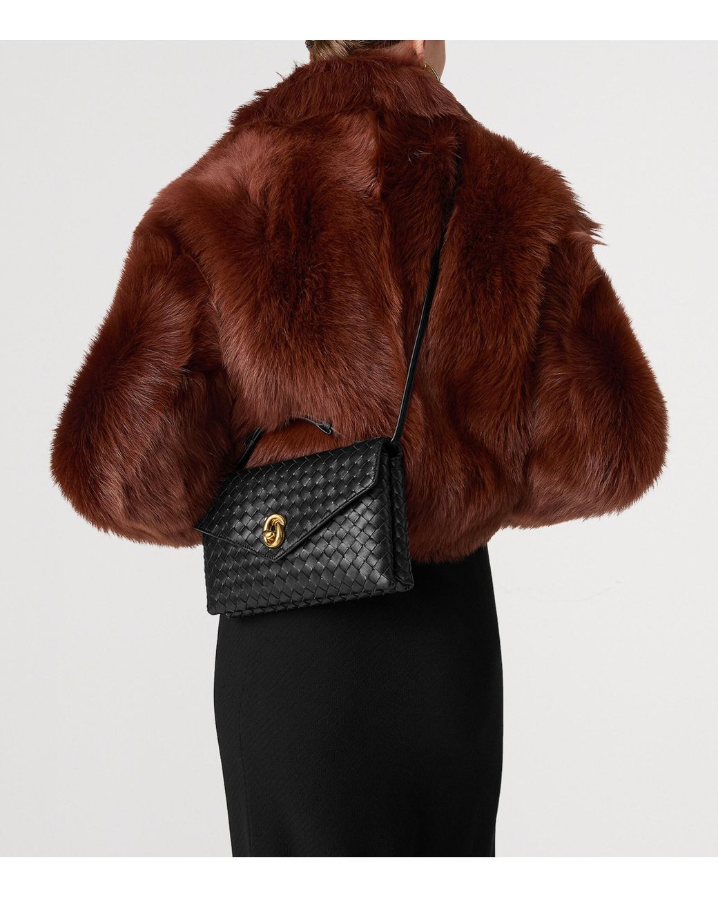 Bottega Veneta Black Leather Knot Lock Top-Handle Bag