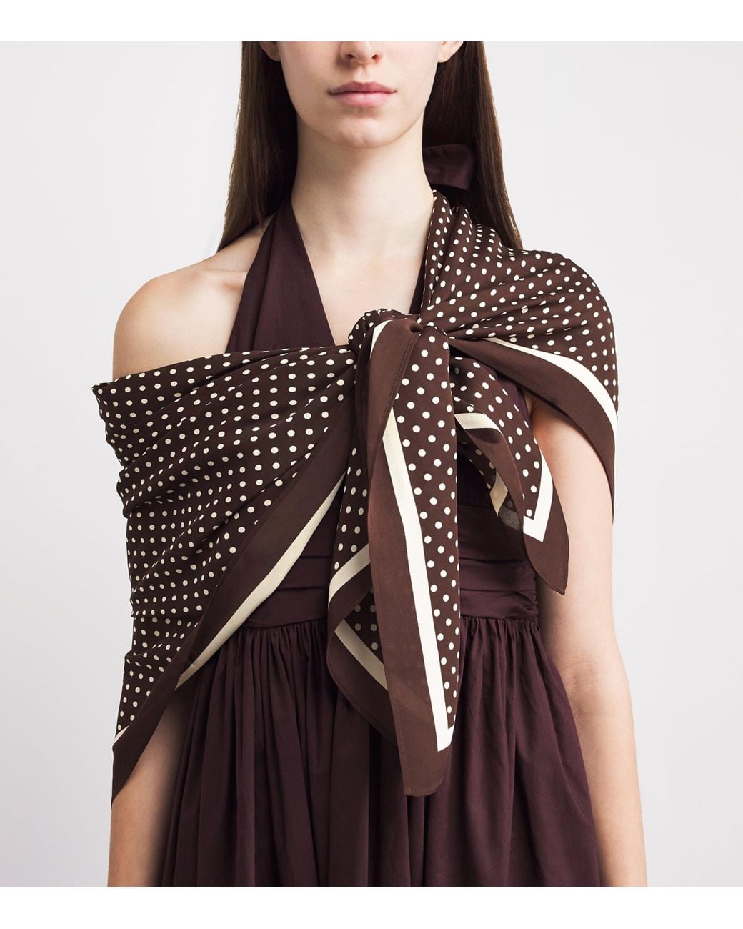 Matteau Brown Silk Polka-Dot Pareo