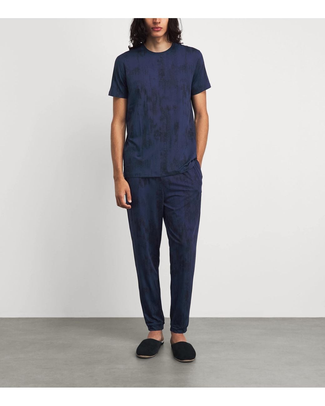 Derek Rose Blue Printed London Lounge Trousers for men