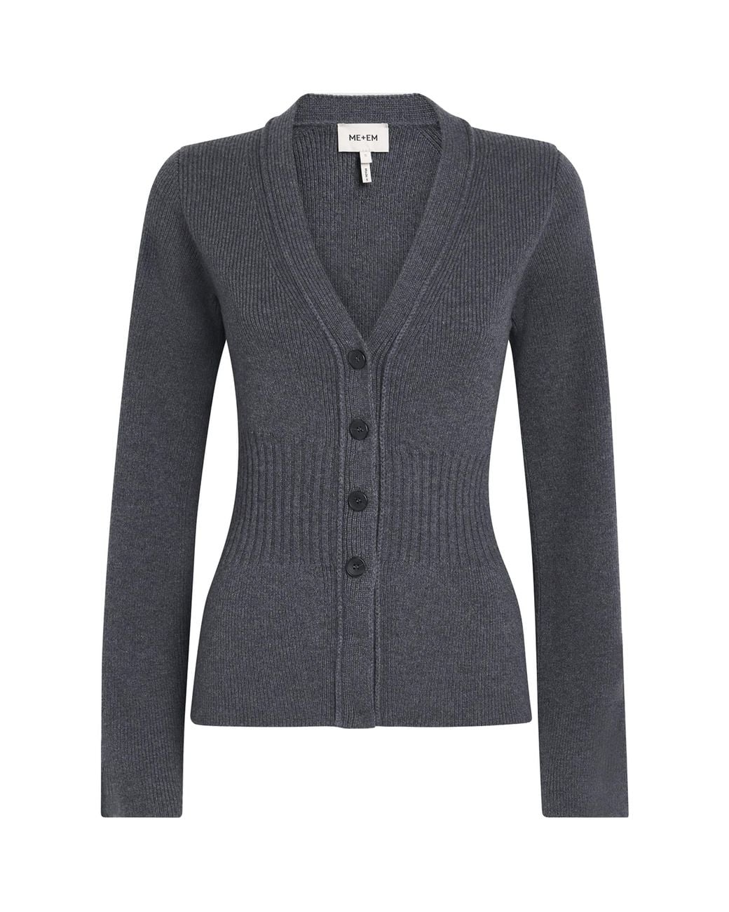 ME+EM Blue Merino-Cashmere Contour Cardigan