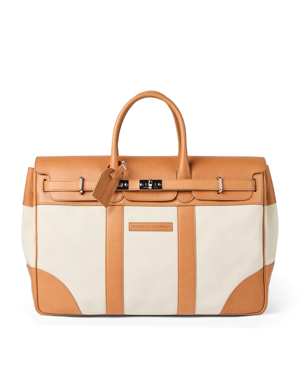 Brunello Cucinelli Brown Grained Leather Country Holdall for men