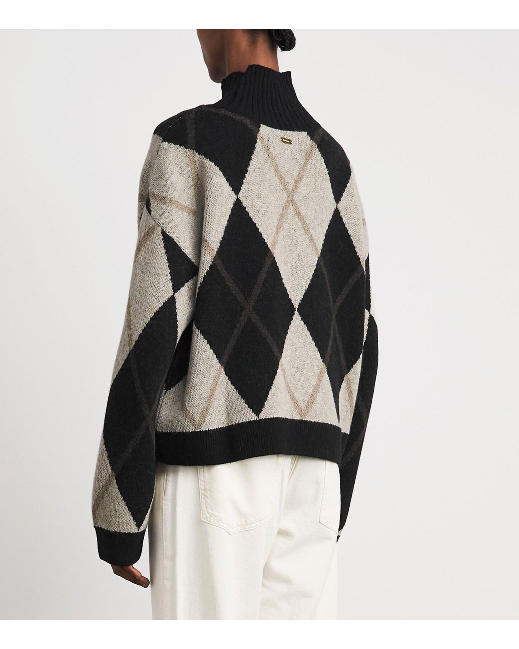 Barbour Black Wool-Blend Argyle Marlow Sweater