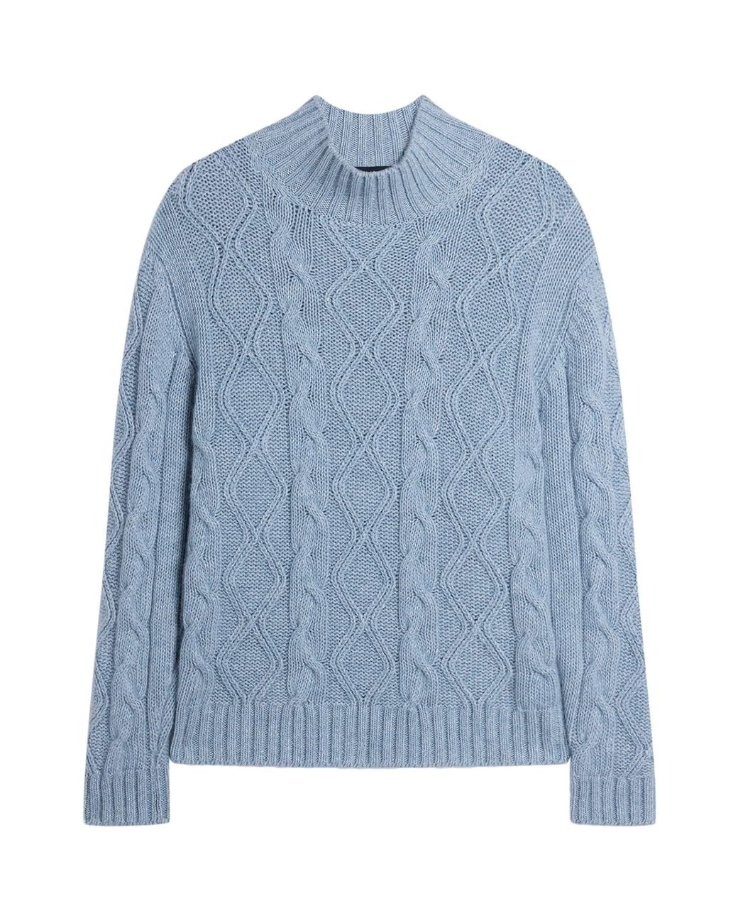Dunhill Blue Cashmere-Blend Aran Cable-Knit Sweater for men