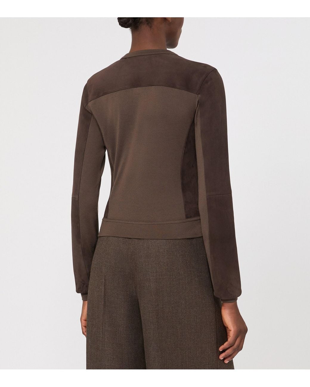 Max Mara Brown Suede V-Neck Jacket