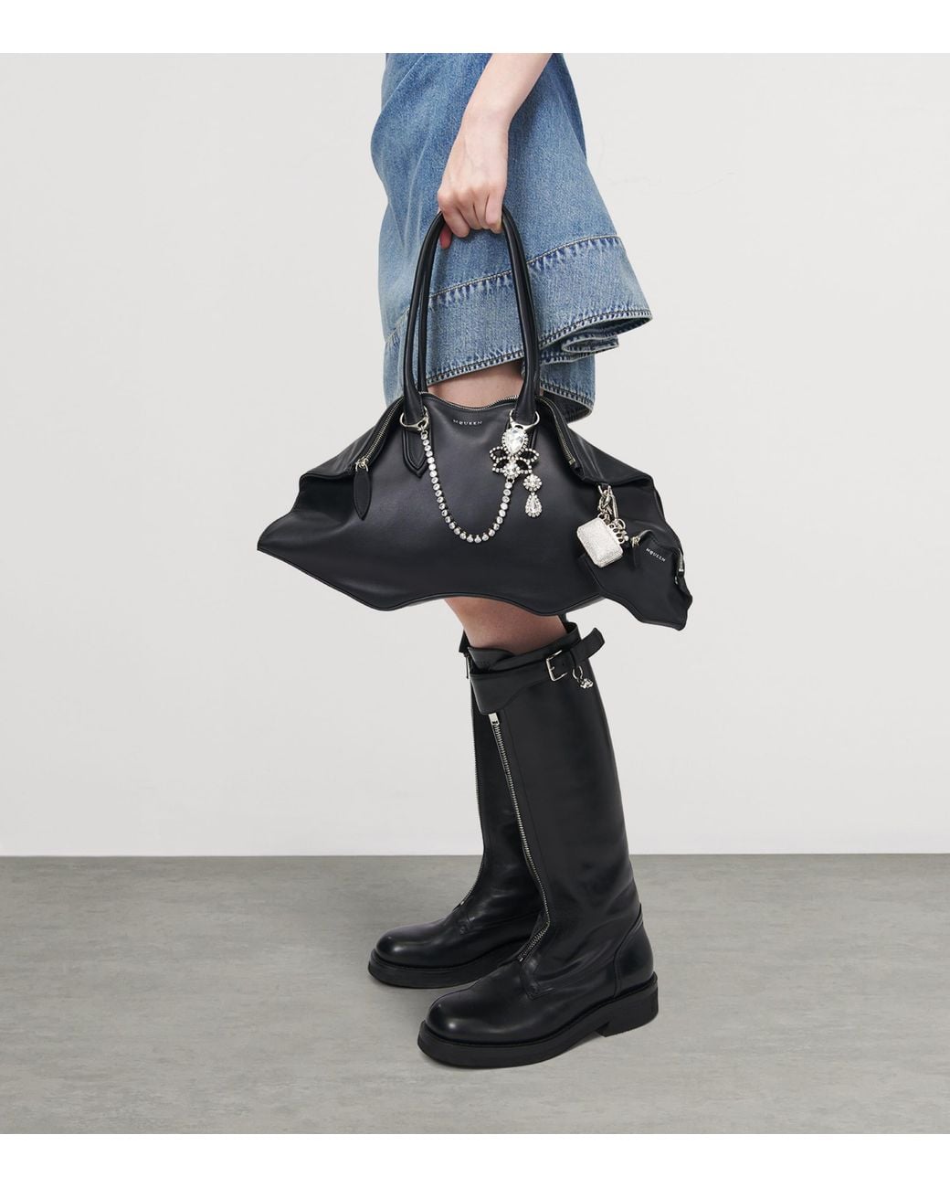 McQueen Metallic Embellished Knuckle Clutch Charm