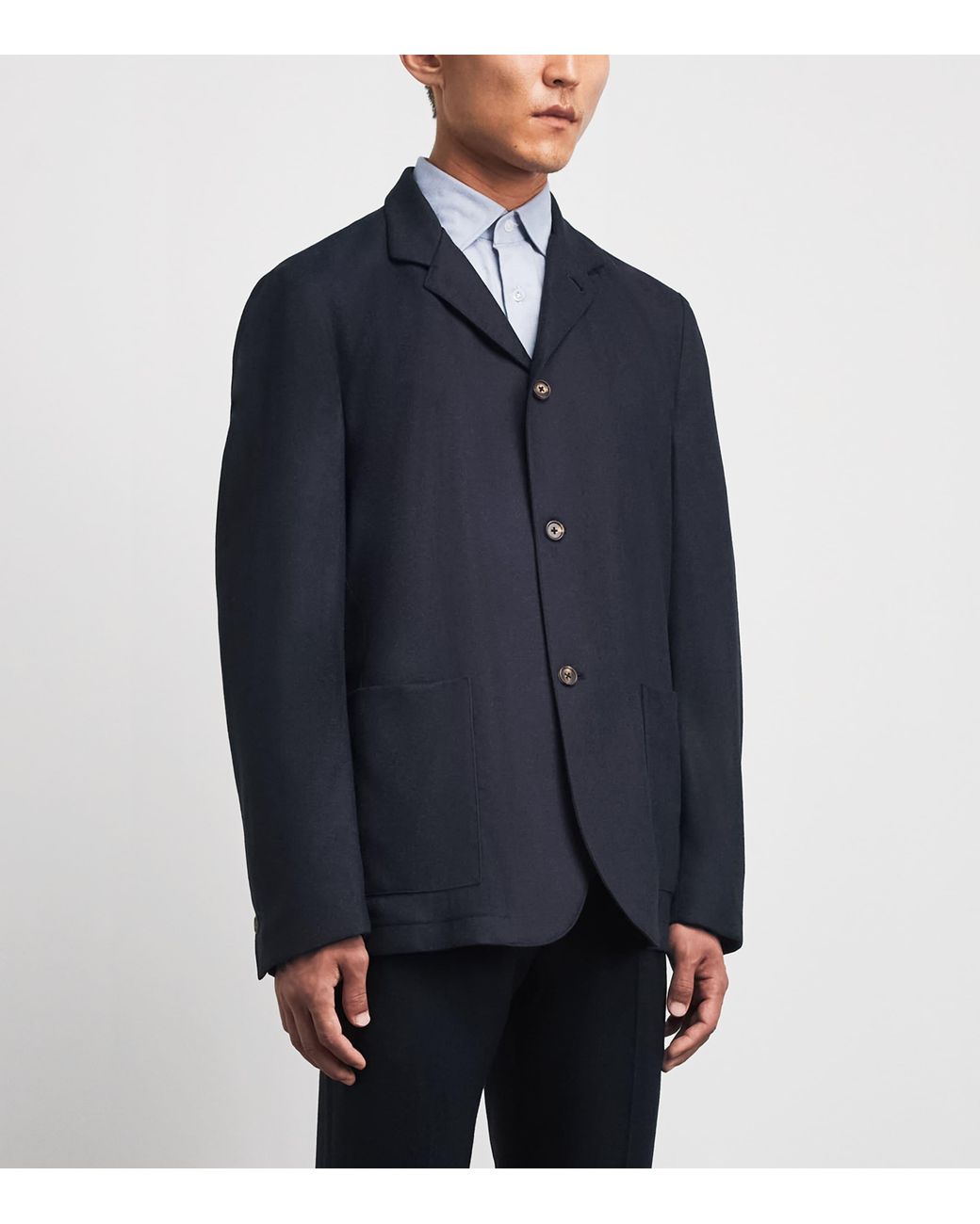 FIORONI CASHMERE Blue Virgin Wool Unstructured Blazer for men