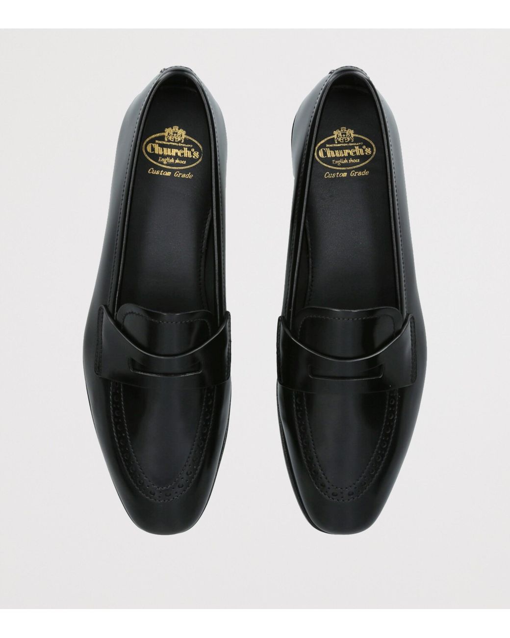 Church's Black Polished Fumé Leather Onyx Loafers