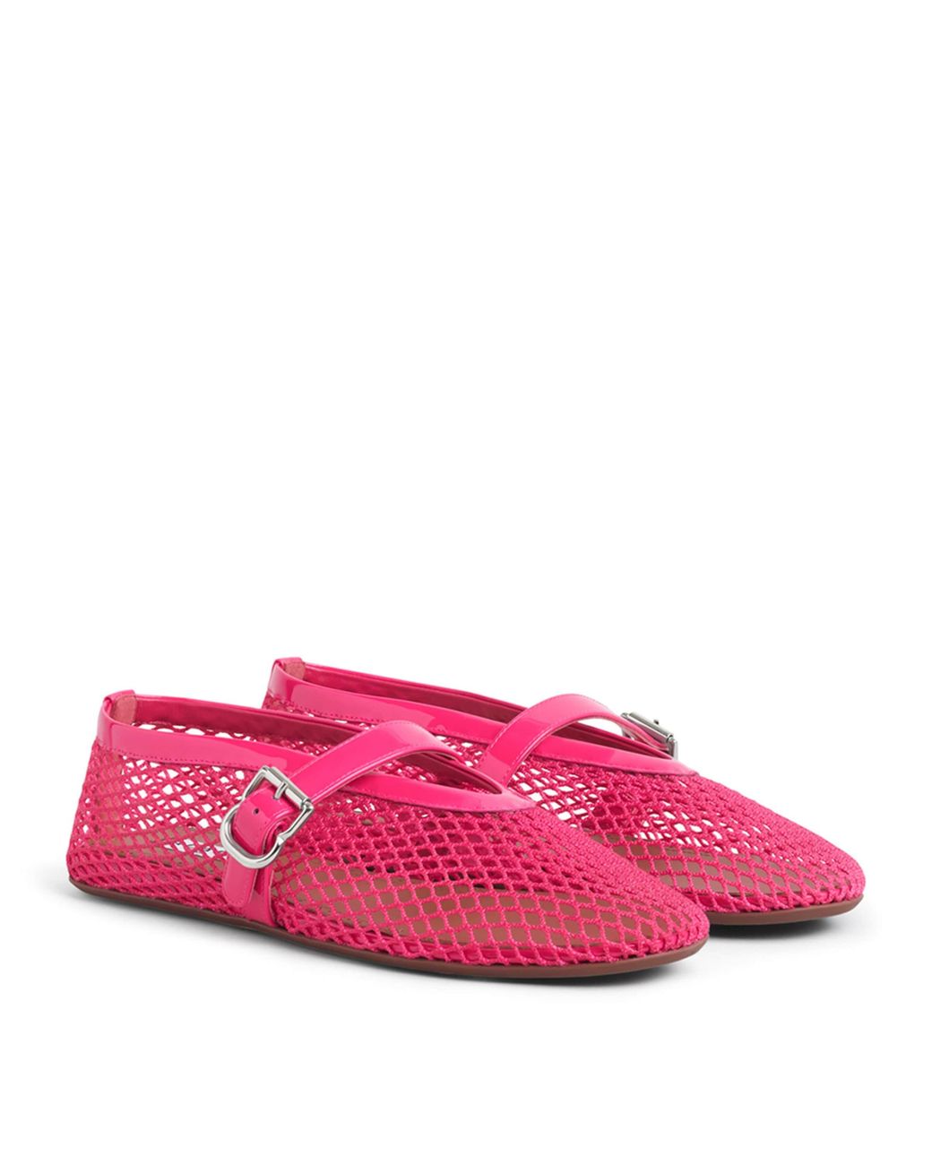 Alaïa Pink Leather Mesh Ballet Flats